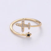 Dainty Airplane Ring, Plane Ring, Thin Open Ring Gift for Stewardess, Stackable Gold Ring, Travel Ring, Aviation Jewelry Adjustable