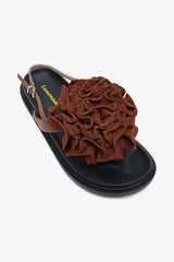 MAKE IT BIG - Crochet Flower, Black Base, Statement Slides