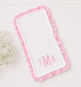 Gingham Ruffle Trim Burp - Pink