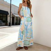 Summer vacation style square collar halter dress