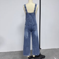 Southern Country distressed washed denim overall