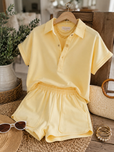 Loose Polo Tee Elastic Waist 2pcs Short Set S-4X