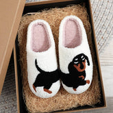 ACCITY - POPULAR DACHSHUND EMBROIDERED COTTON SLIPPERS_CWSHS0769