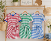 Nautical Tie Stripe Round Neck T Shirt Mini Dress