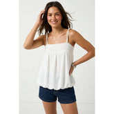 Cord Detail Smocking Bubble Tube Top