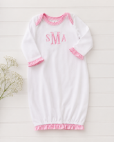 Gingham Ruffle Trim Gown - Pink