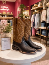 Women's brown square toad cowboy boots