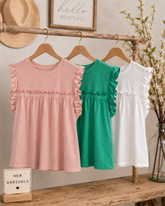 Ruffle Detail Solid Knit Top