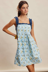 Floral Ruffle Strap Mini Dress