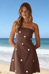 POLKA DOT STRAPLESS A-LINE SEXY MINI DRESS