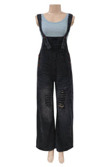 Southern Country distressed washed denim overall