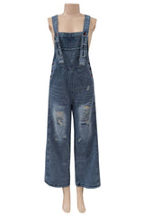 Southern Country distressed washed denim overall