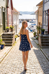 A-line mini dress in ocean inspired print