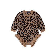 SWaddle AN - Leopard Baby Knit Ruffle Romper