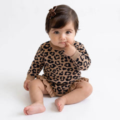 SWaddle AN - Leopard Baby Knit Ruffle Romper
