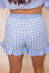 Plaid Cotton Shorts High Waist Shift Casual Summer