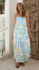 Summer vacation style square collar halter dress
