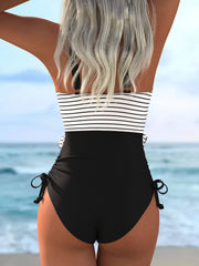 Wholesalesir - Striped Spliced One-Piece Swimsuit