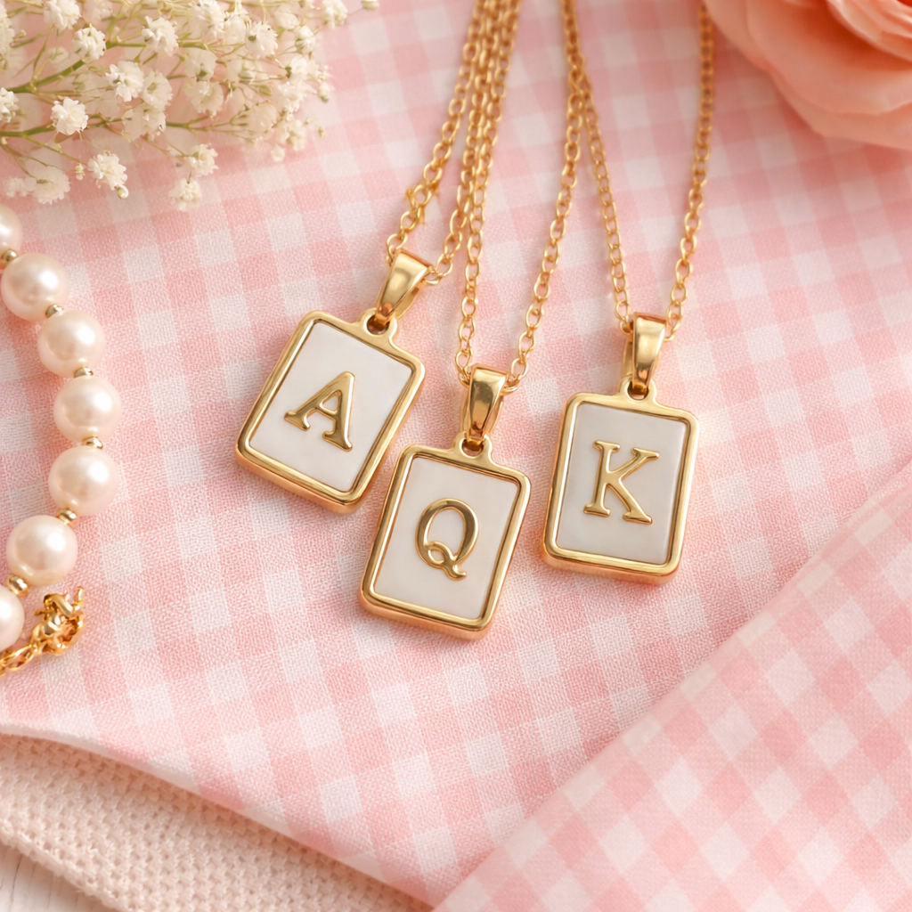 Square Initial 18K Gold-plated Stainless Steel Necklace