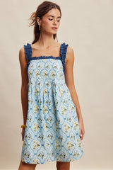 Floral Ruffle Strap Mini Dress