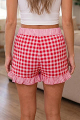 Plaid Cotton Shorts High Waist Shift Casual Summer