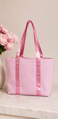 Pink Preppy Stripe ~WIPEABLE~ Little Mama Tote | Mint