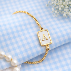 Bracelet Square Initial 18K Gold-plated Stainless