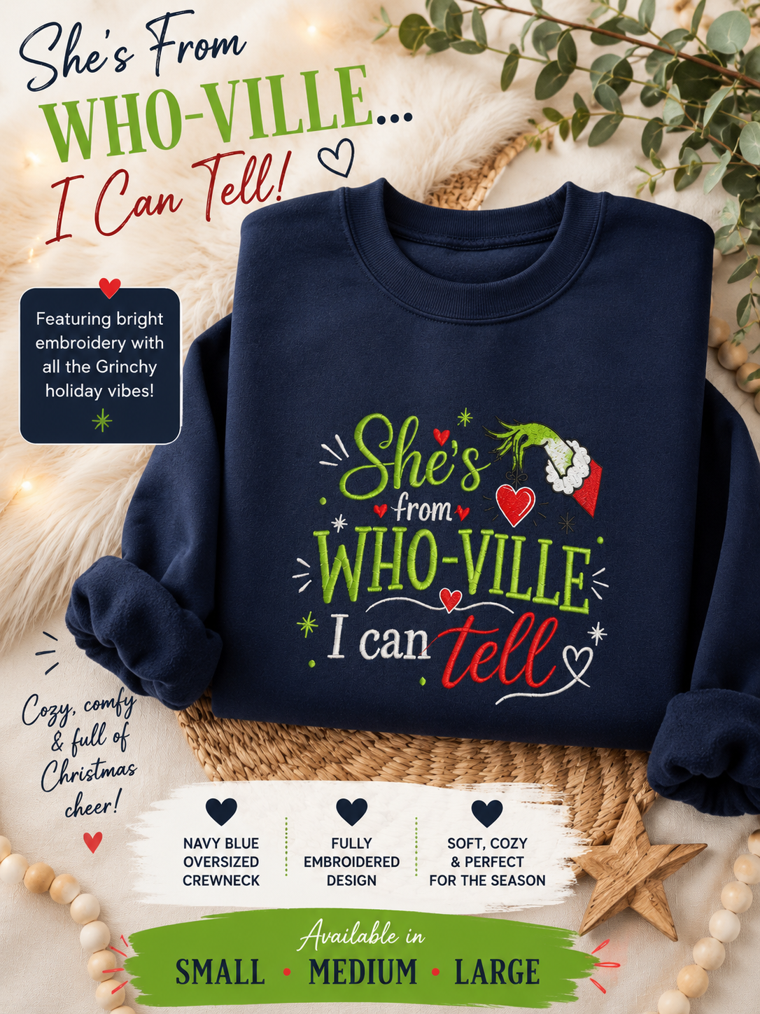 Who-Ville Holiday Embroidered Sweatshirt