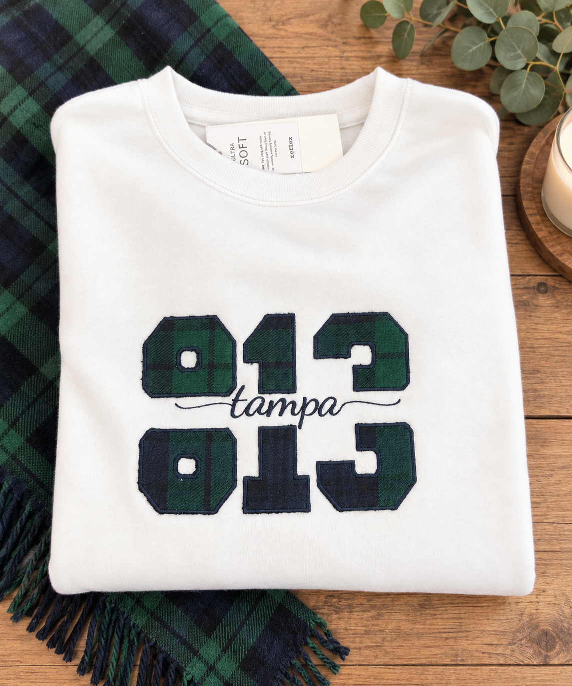 Tampa 813 Plaid Appliqué Sweatshirt