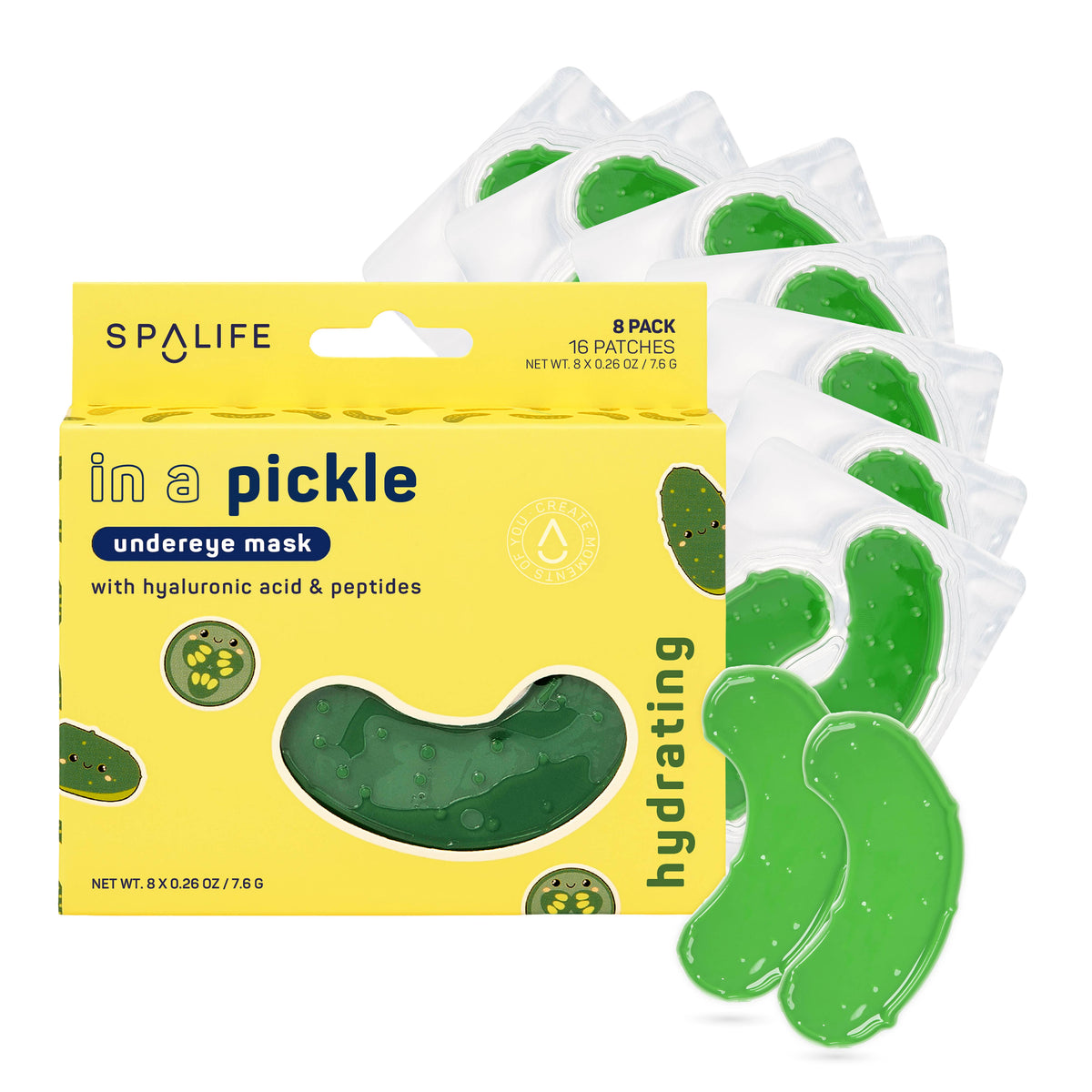My Spa Life - Pickle Shaped Hydrating Eye Patches l Spa Skincare Gift 8 Pk