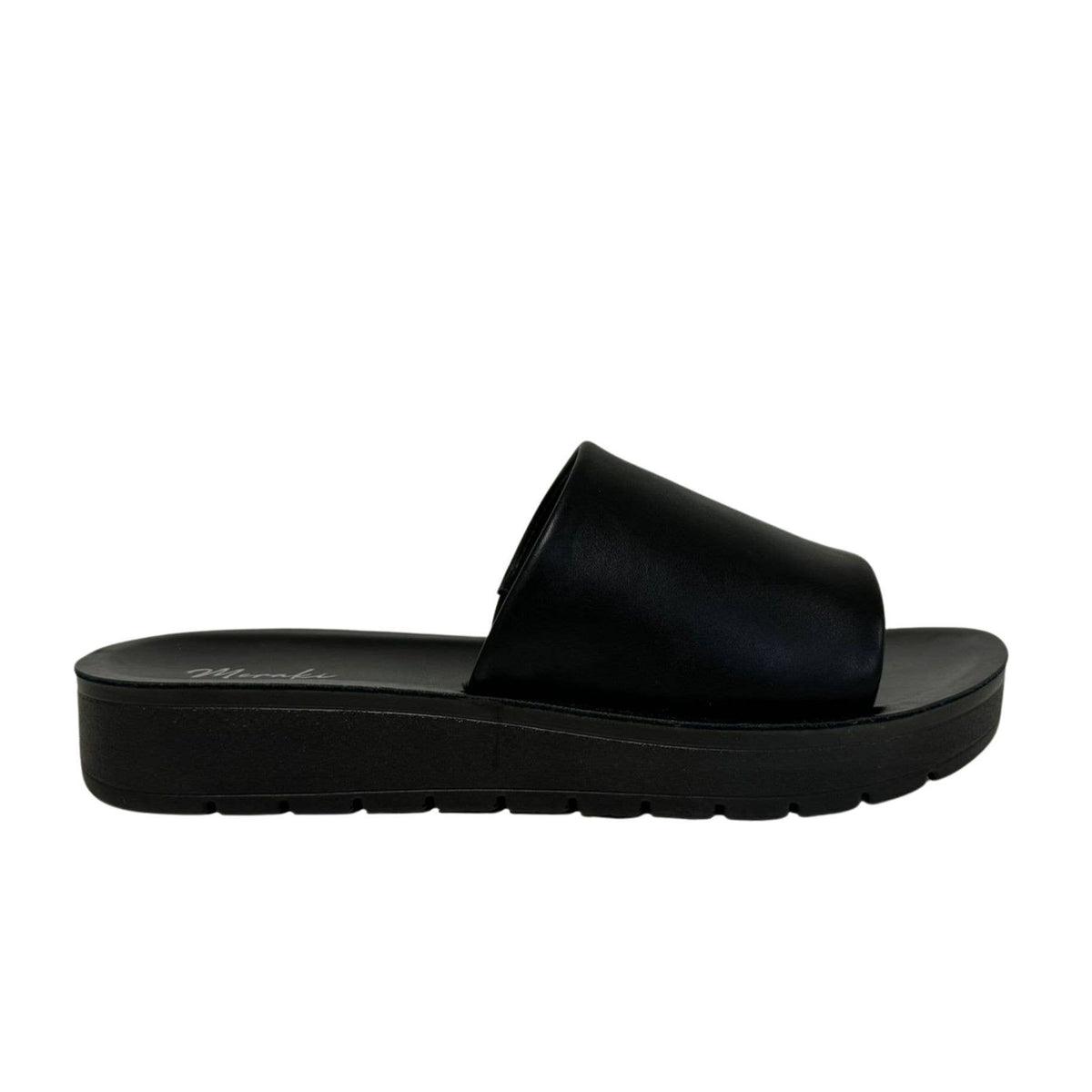 Women’s Platform Slide Sandals – Faux Leather & Comfort Sole