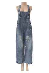 Southern Country distressed washed denim overall