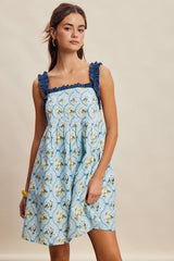 Floral Ruffle Strap Mini Dress