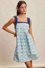 Floral Ruffle Strap Mini Dress
