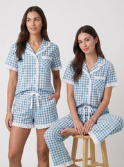 Eyelet trim Gingham PJ Set - Bonus Shorts
