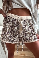 Camo Drawstring Ruffle Shorts SS26 | S-XL