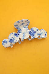 VINTAGE TOILE PATTERN PORCELAIN HAIR CLAW CLIPS